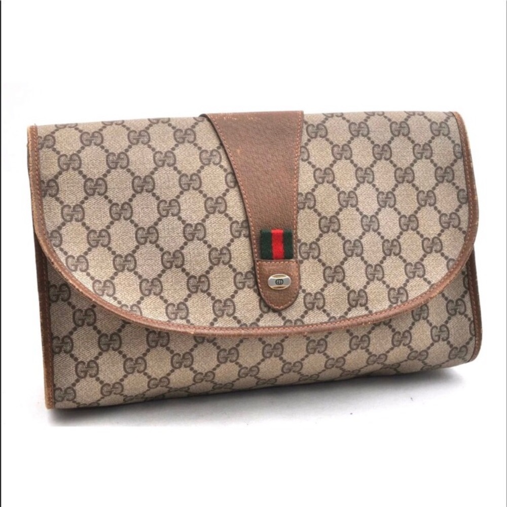 Authentic Gucci coated canvas brown clutch - Picture 2 of 8